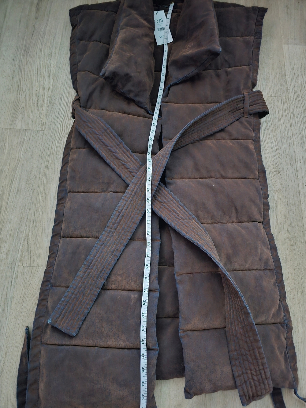 Akira Pilot Jones Puffer Vest Quilted Brown Padded Velvet Denim - Picture 5 of 8